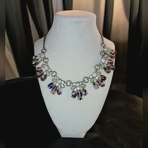 Banana Republic Howlite Turquoise Opal Pearl Fan Pendant Statement Necklace